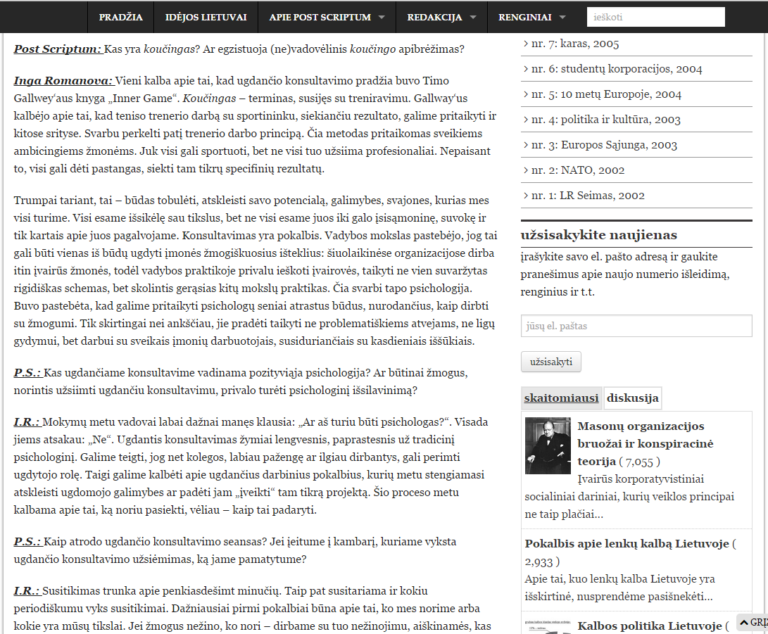 Pokalbis su Post Scriptum